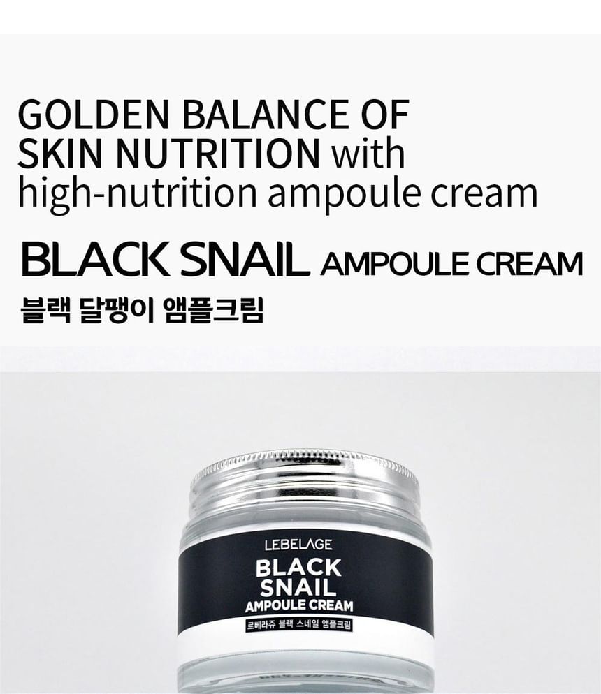 LEBELAGE - Black Snail Ampoule Cream, 70ml, 230 g, 8809445611480
