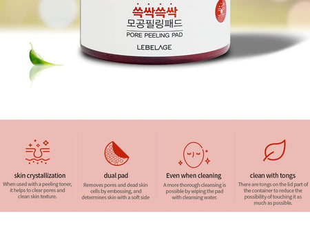 LEBELAGE - Pore Peeling Pad, 60 pads, 94 g, 8809400122280