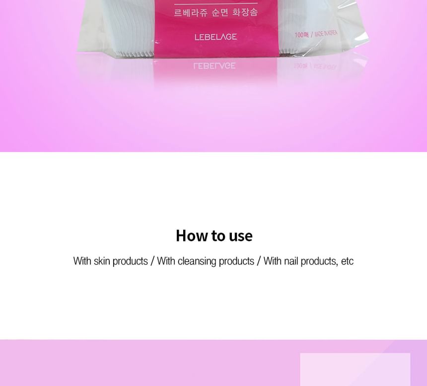 LEBELAGE - Pure Cotton Cotton Puff, 100 pcs, 43 g, 8809400120811