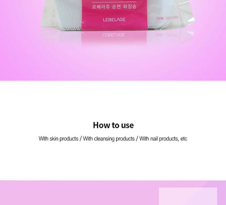 LEBELAGE - Pure Cotton Cotton Puff, 100 pcs, 43 g, 8809400120811