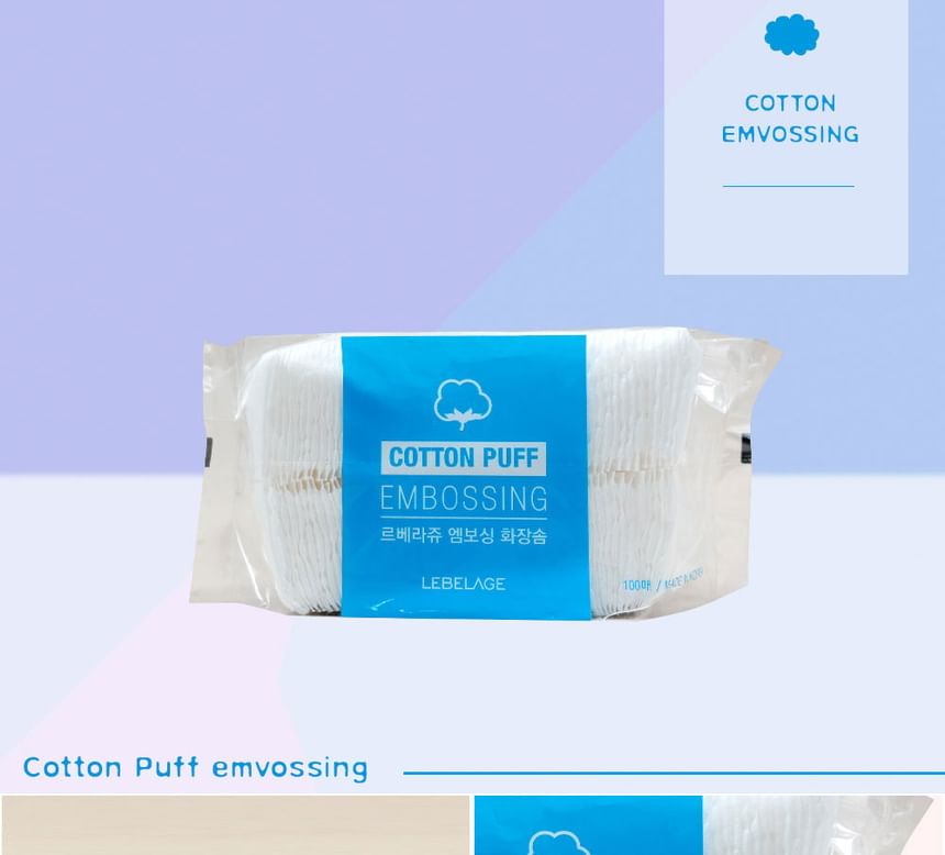 LEBELAGE - Embossing Cotton Puff, 100 pcs, 43 g, 8809400120804