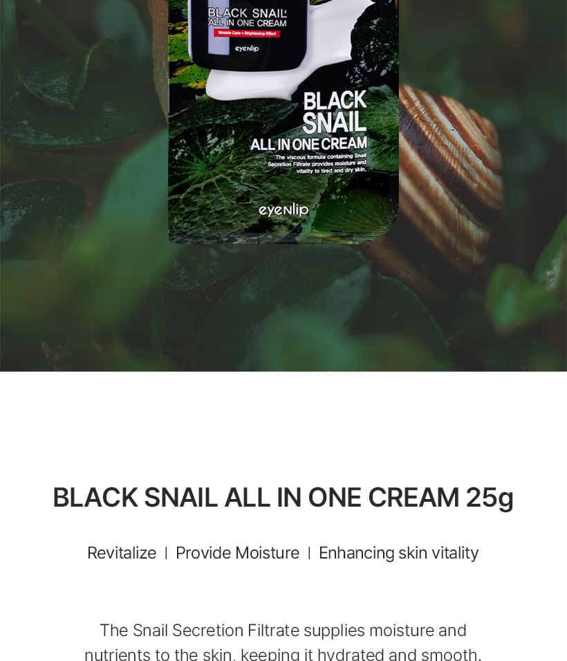 eyeNlip - Black Snail All In One Cream Spout Pouch Set, 25g x 10 pcs, 600 g, 8809555253648