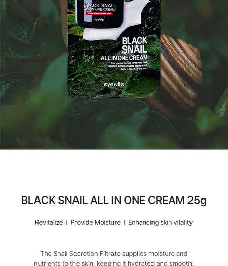 eyeNlip - Black Snail All In One Cream Spout Pouch Set, 25g x 10 pcs, 600 g, 8809555253648