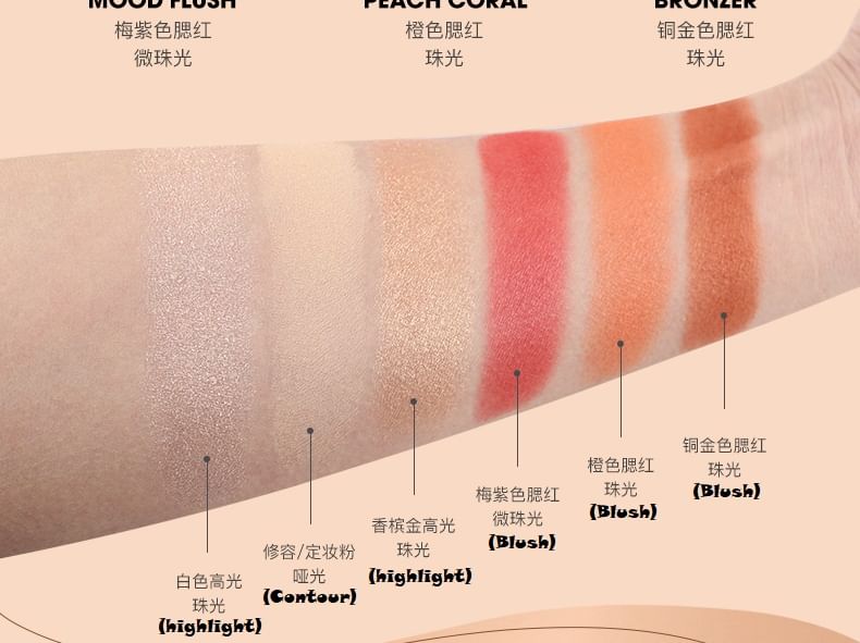 IMAGIC - 6 Colours Highlight / Blush / Contour Palette, 6 Colours Palette - 24g, 188 g, 6970855701268