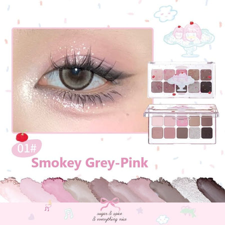 FLORTTE - Special Edition Eyeshadow Palette - Smokey Grey-Pink, #01 Smokey Grey-Pink - 7.5g, 81 g, 6926309394548