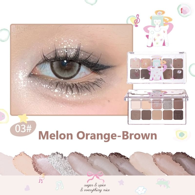 FLORTTE - Special Edition Eyeshadow Palette - Melon Orange-Brown, #03 Melon Orange-Brown - 7.5g, 81 g, 6926309394562