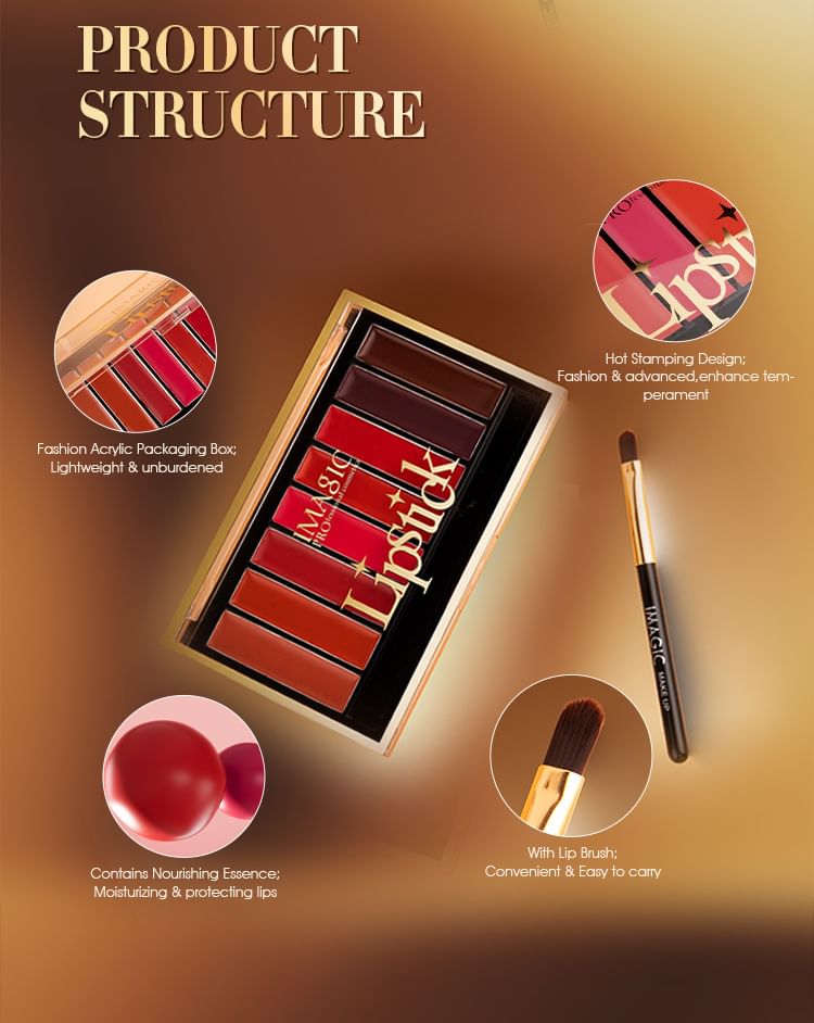 IMAGIC - 8 Colours Matte Lipstick Palette, 8 Colours Palette - 11.2g, 90 g, 6970855702708