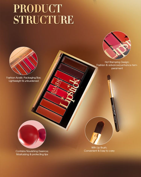 IMAGIC - 8 Colours Matte Lipstick Palette, 8 Colours Palette - 11.2g, 90 g, 6970855702708