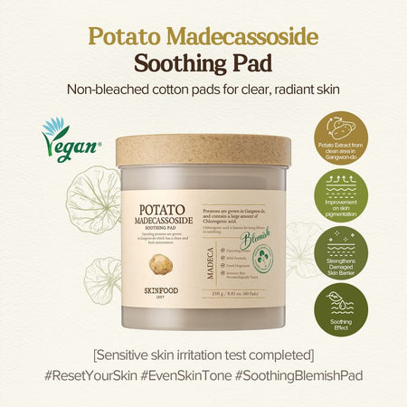 SKINFOOD - Potato Madecassoside Soothing Pad, 60 patches, 408 g, 8809032676014