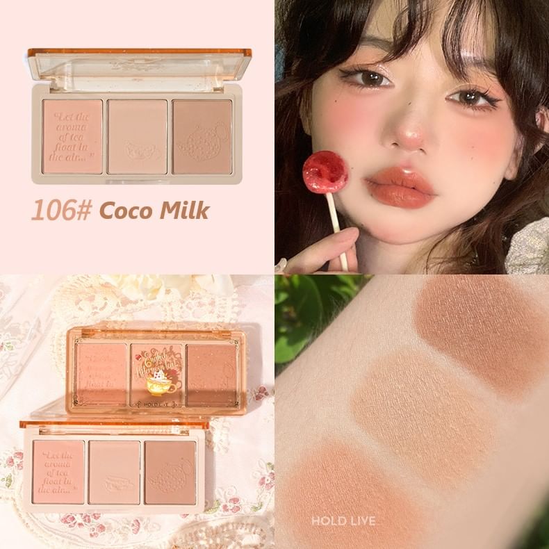 HOLD LIVE - Three Colors Blusher - Coco Milk, #106 Coco Milk- 13g, 76 g, 6955416229573