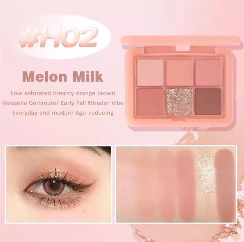 HOLD LIVE - 6 Color Eyeshadow - Melon Milk, #H02 Melon Milk- 9g, 61 g, 6955416236267