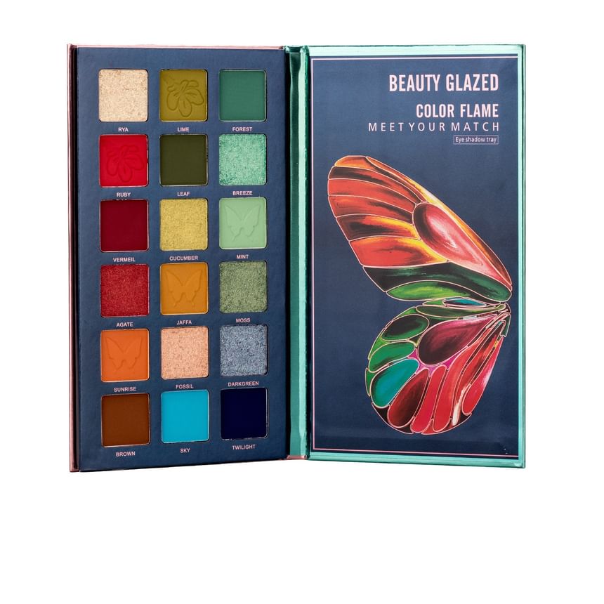 BEAUTY GLAZED - Color Flame Butterfly Eyeshadow Palette (18 Colours), #B111, 112 g, 6970201940679
