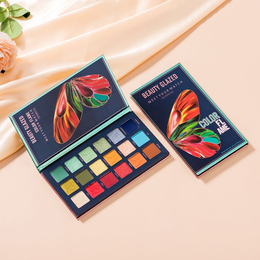 BEAUTY GLAZED - Color Flame Butterfly Eyeshadow Palette (18 Colours), #B111, 112 g, 6970201940679