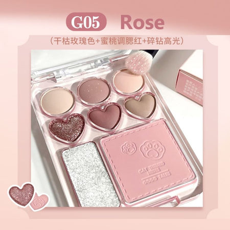 GOGO TALES - Heart Blush Palette - Rose, #G05 Rose - 9.5g, 70 g, 6955416237660