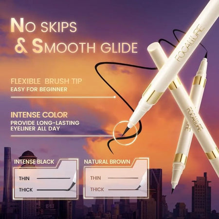 FOCALLURE - Ultra-Skinny Liquid Eyeliner- 2 colours in 1, # LL01 Black & Brown in 1, 20 g, 6941845809639