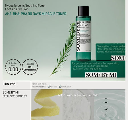SOME BY MI - AHA, BHA, PHA 30 Days Miracle Toner Mini, 2024 Version - 30ml, 55 g, 8809647390411