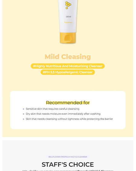 Bellflower - Propolis Mild 5.5 Cleanser, 120ml, 160 g, 