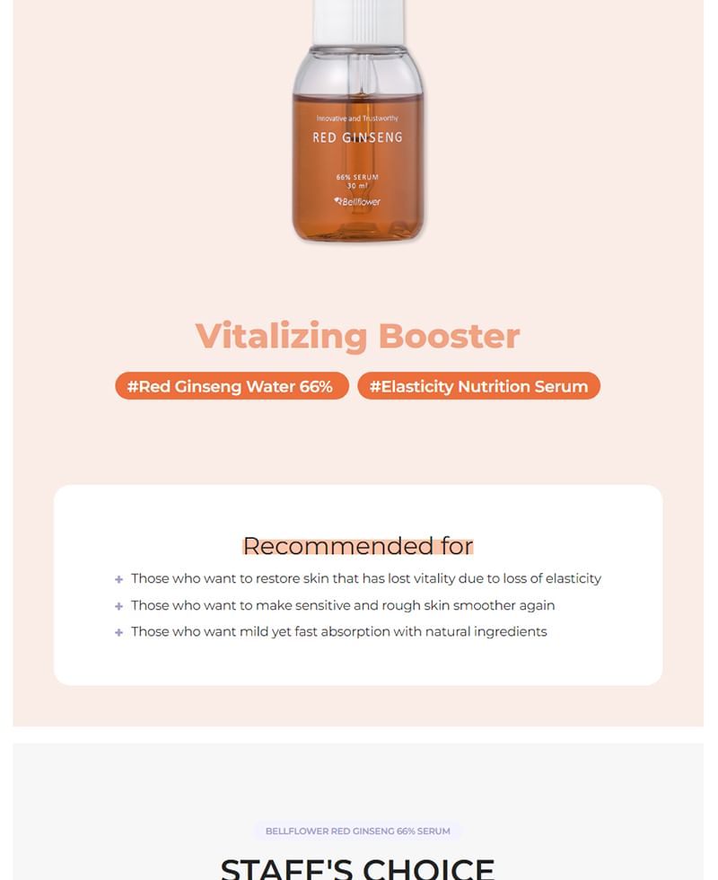 Bellflower - Red Ginseng 66% Serum, 30ml, 52 g, 