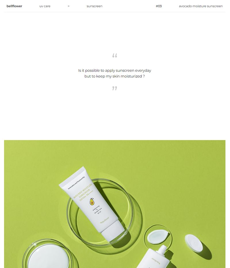 Bellflower - Avocado Moisture Sunscreen, 50ml, 75 g, 8809782554334