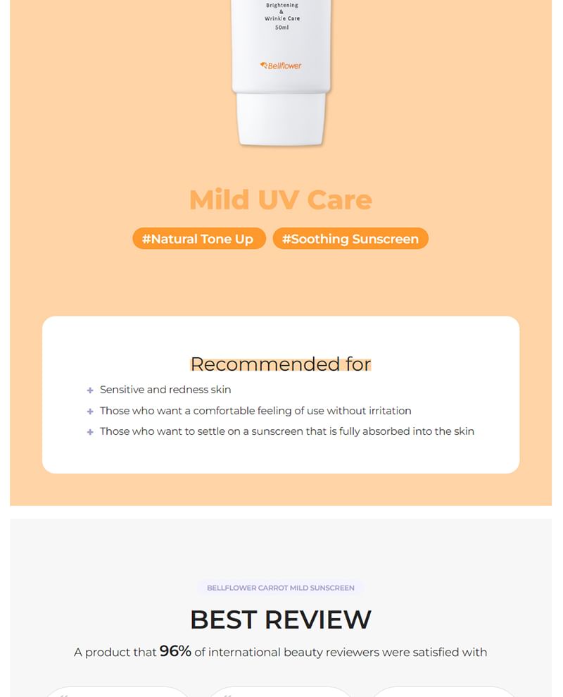 Bellflower - Carrot Mild Sunscreen, 50ml, 76 g, 8809738310014