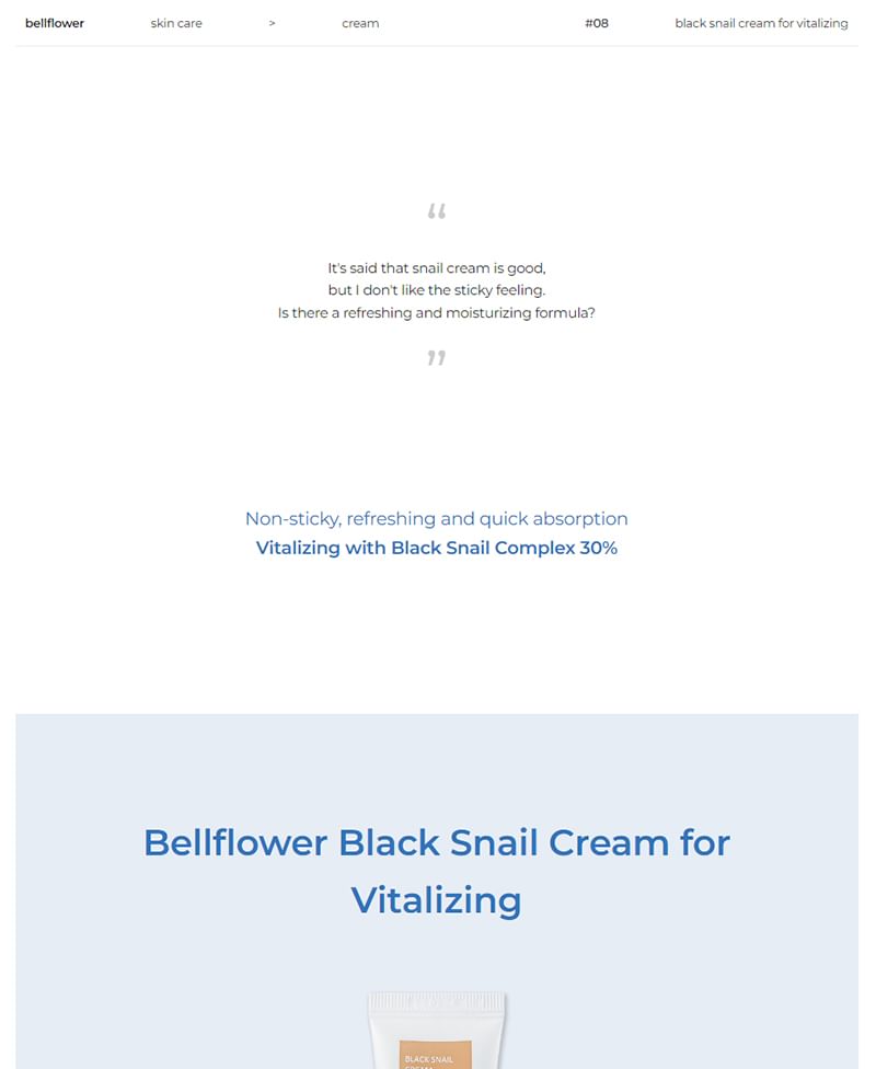 Bellflower - Black Snail Cream for Vitalizing, 30ml, 48 g, 8809738312971
