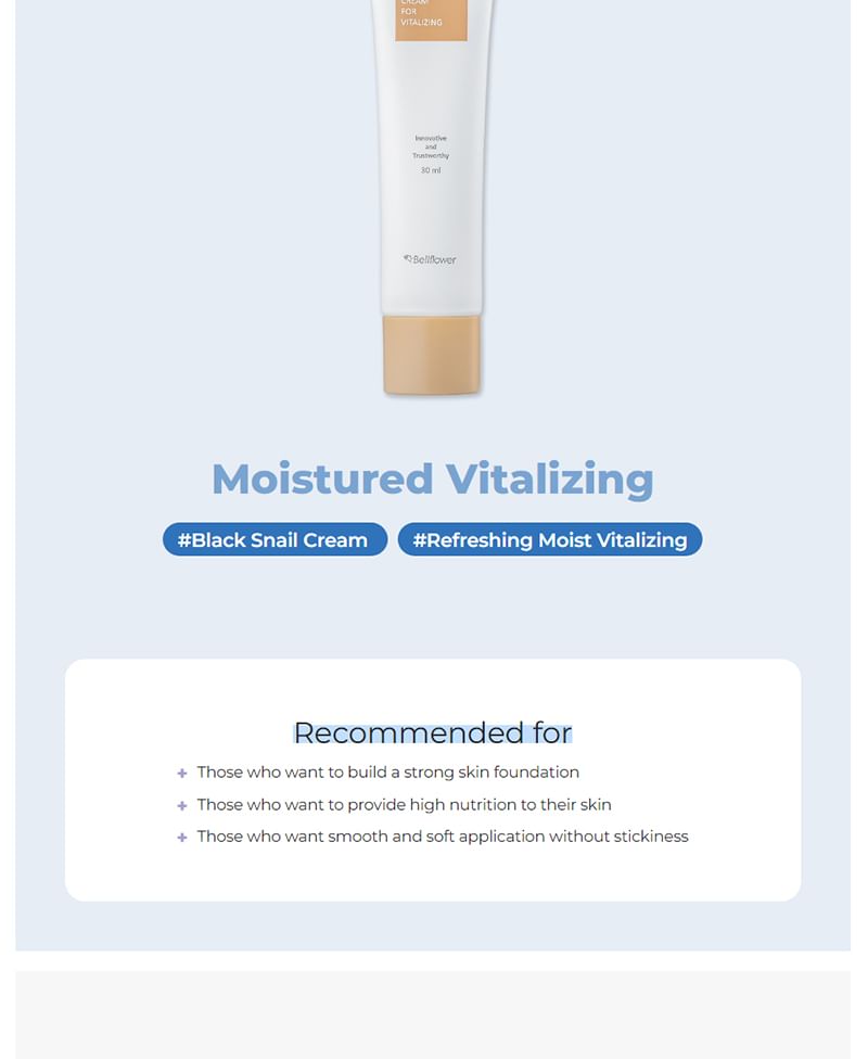 Bellflower - Black Snail Cream for Vitalizing, 30ml, 48 g, 8809738312971