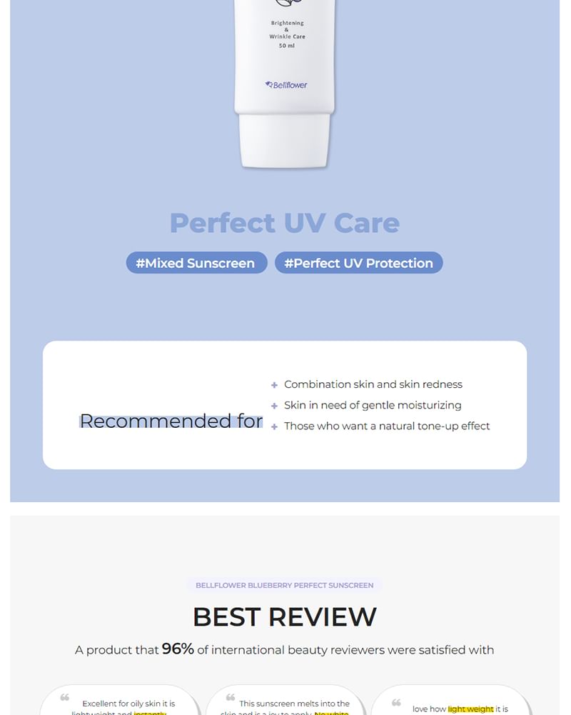 Bellflower - Blueberry Perfect Sunscreen, 50ml, 78 g, 8809782554341