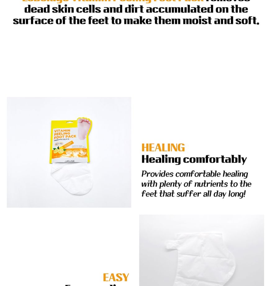 LEBELAGE - Vitamin Peeling Foot Pack, 2 pcs, 44 g, 8809679092338