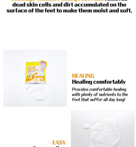 LEBELAGE - Vitamin Peeling Foot Pack, 2 pcs, 44 g, 8809679092338
