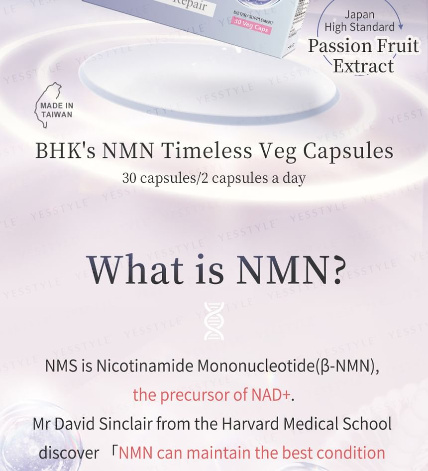 BHK’s - NMN Timeless Veg Capsules, 30 capsules, 280 g, 4713051524710