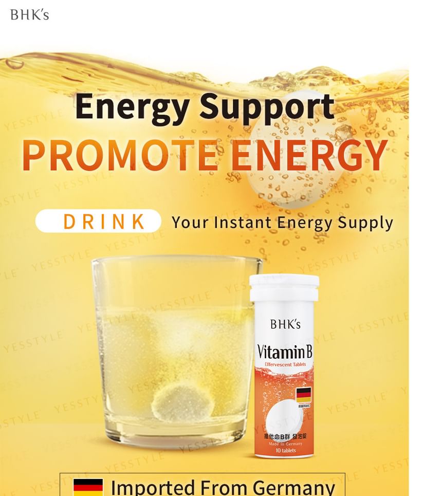 BHK’s - Vitamin B Complex Effervescent Tablets, 10 tablets, 140 g, 4713051524574
