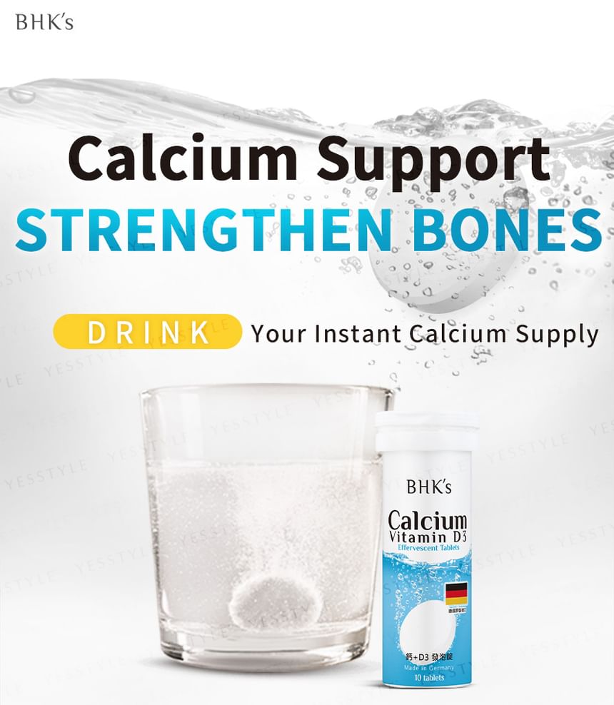 BHK’s - Calcium + Vitamin D3 Effervescent Tablets, 10 tablets, 140 g, 4713051524581