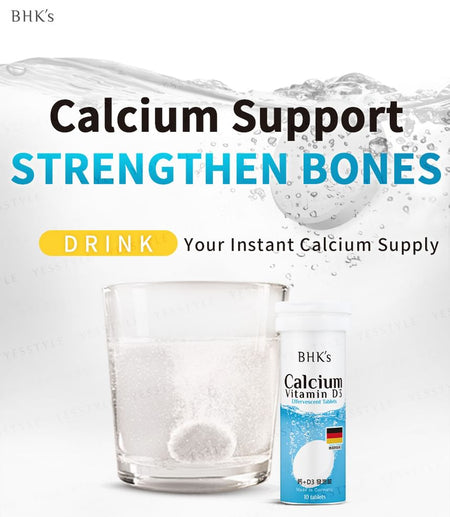 BHK’s - Calcium + Vitamin D3 Effervescent Tablets, 10 tablets, 140 g, 4713051524581