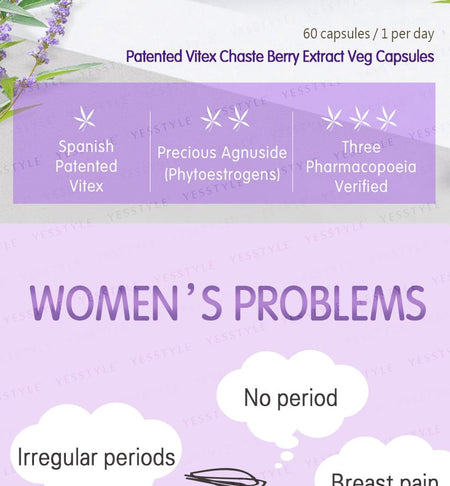 BHK’s - Vitex Chaste Berry Veg Capsules, 60 capsules, 280 g, 4713051526837