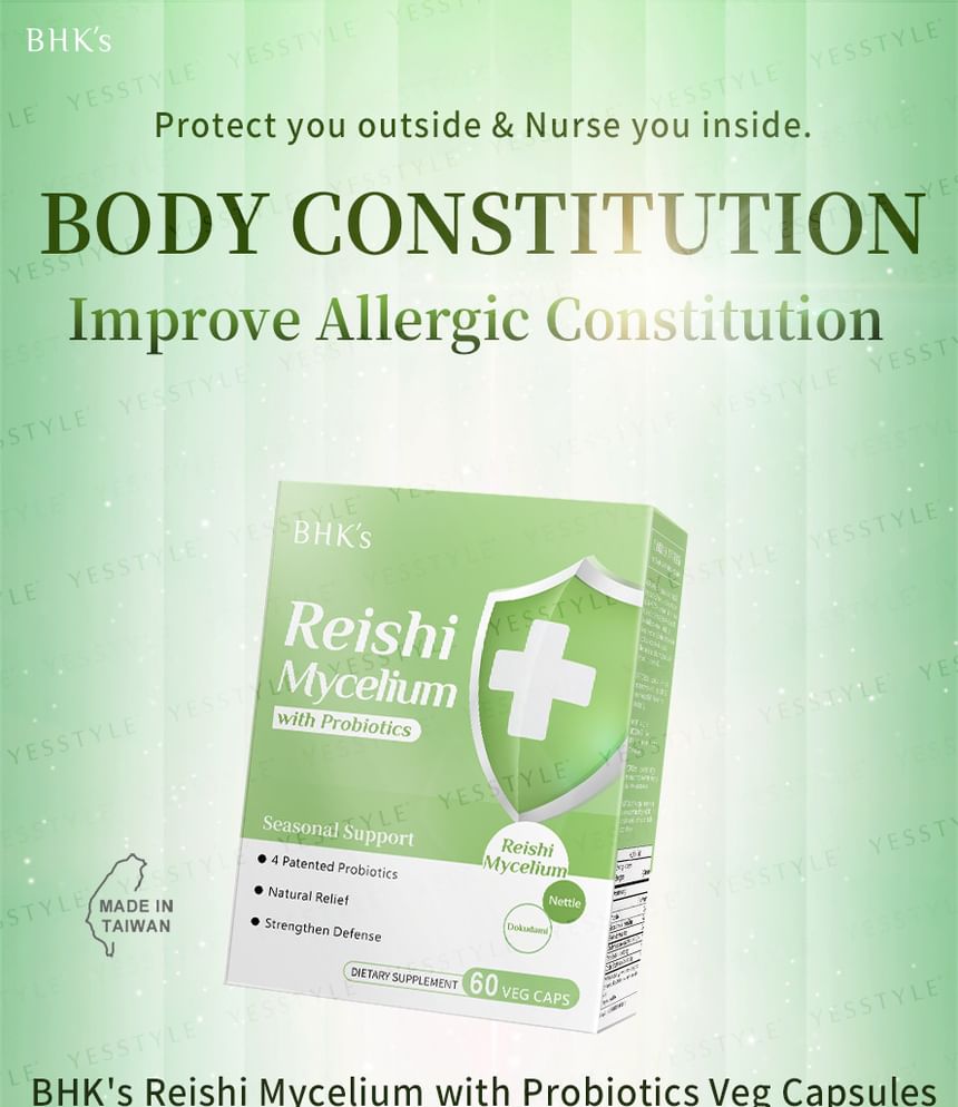 BHK’s - Reishi Mycelium With Probiotics Veg Capsules, 60 capsules, 280 g, 4713051524765