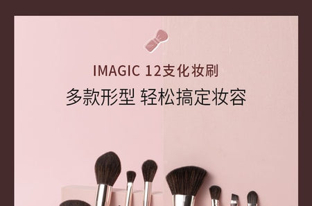 IMAGIC - Makeup Brush Set with Zipper Pouch, 1 set (12 pcs), 175 g, 