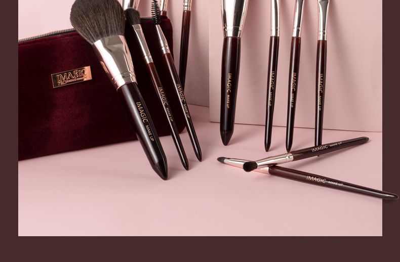 IMAGIC - Makeup Brush Set with Zipper Pouch, 1 set (12 pcs), 175 g, 