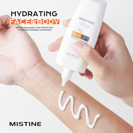 MISTINE - Aqua Base Ultra Protection Hydrating Face&Body Sunscreen SPF50 PA++++, SPF50 - 70ml, 108 g, 8859178750567
