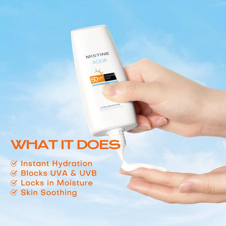 MISTINE - Aqua Base Ultra Protection Hydrating Face&Body Sunscreen SPF50 PA++++, SPF50 - 70ml, 108 g, 8859178750567