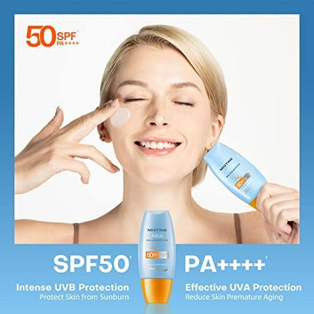 MISTINE -  Aqua Base Ultra Protection Matte & Light Facial Sunscreen Pro SPF50 PA ++++ , SPF50 - 40ml, 71 g, 8859178750529