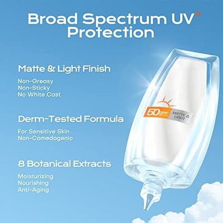 MISTINE -  Aqua Base Ultra Protection Matte & Light Facial Sunscreen Pro SPF50 PA ++++ , SPF50 - 40ml, 71 g, 8859178750529