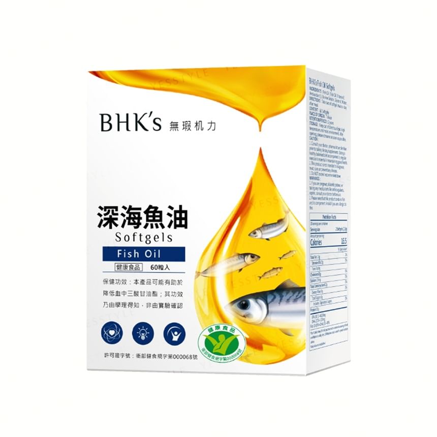 BHK’s - Deep Sea Fish Oil Omega-3 Softgel, 60 softgels, 240 g, 4713051525939