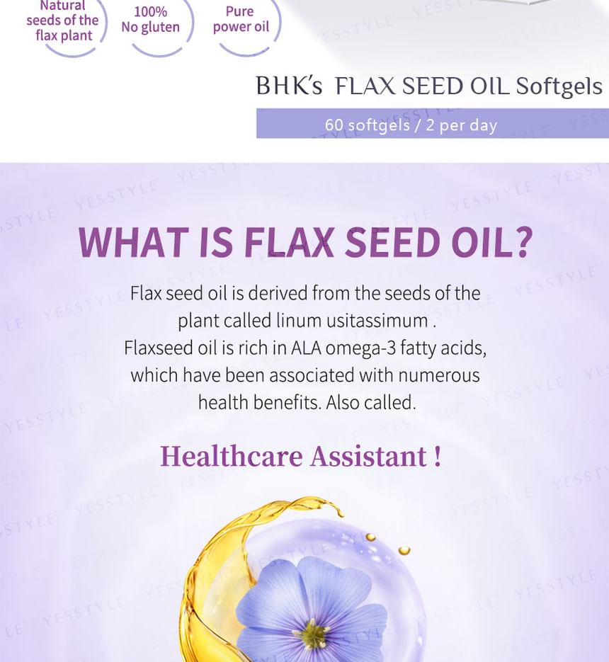 BHK’s - Flax Seed Oil Softgel, 60 softgels, 240 g, 4713051524437