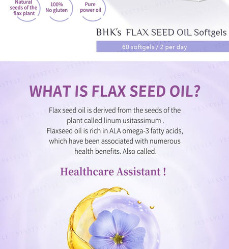 BHK’s - Flax Seed Oil Softgel, 60 softgels, 240 g, 4713051524437