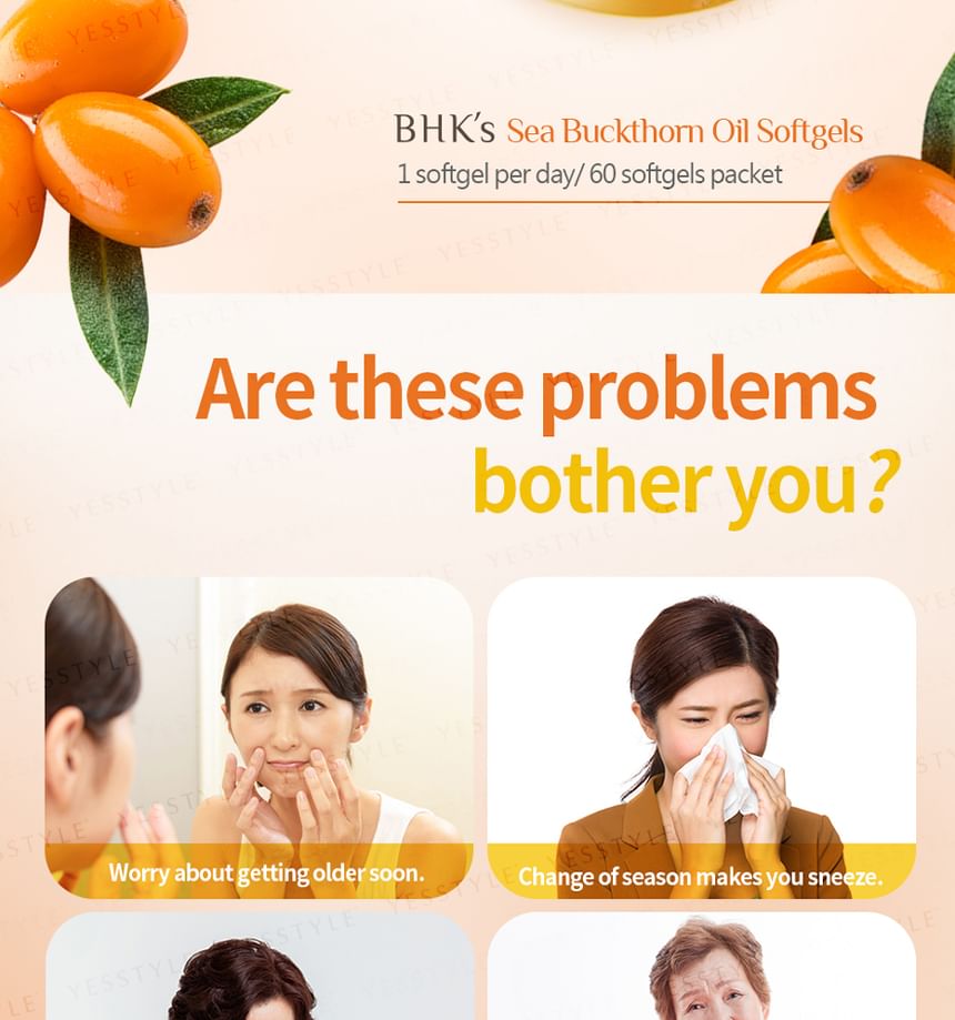 BHK’s - Sea Buckthorn Oil Softgel, 60 softgels, 240 g, 4713051526158
