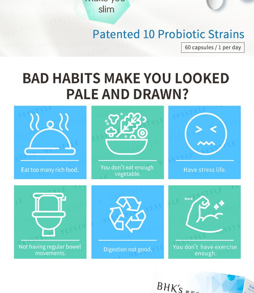 BHK’s - 10 Probiotic Strains EX Veg Capsule, 60 capsules, 280 g, 4713051526226