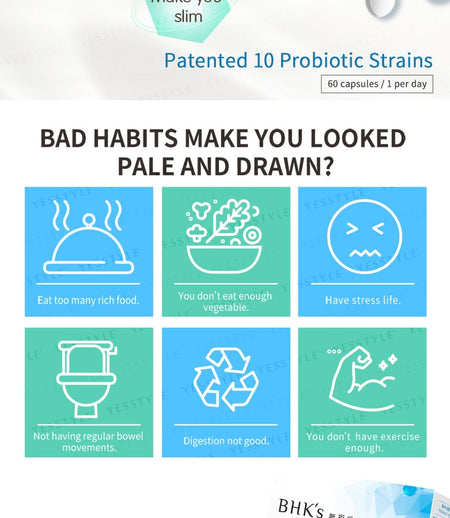 BHK’s - 10 Probiotic Strains EX Veg Capsule, 60 capsules, 280 g, 4713051526226