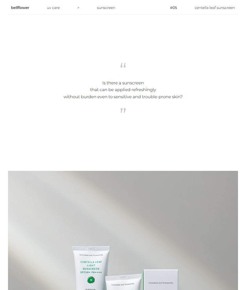 Bellflower - Centella Leaf Light Sunscreen, 50ml, 75 g, 8809975190875