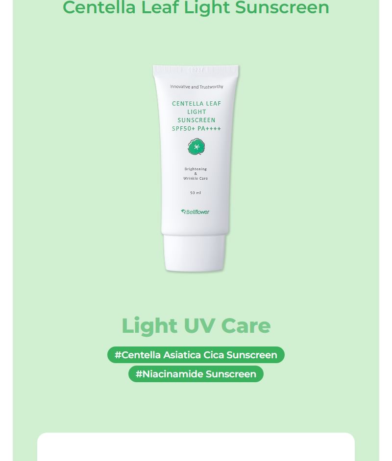 Bellflower - Centella Leaf Light Sunscreen, 50ml, 75 g, 8809975190875