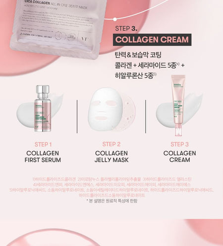 VT - Cica Collagen All In One 3step Mask, 1.5g + 24g +1.5g, 50 g, 8803463003425